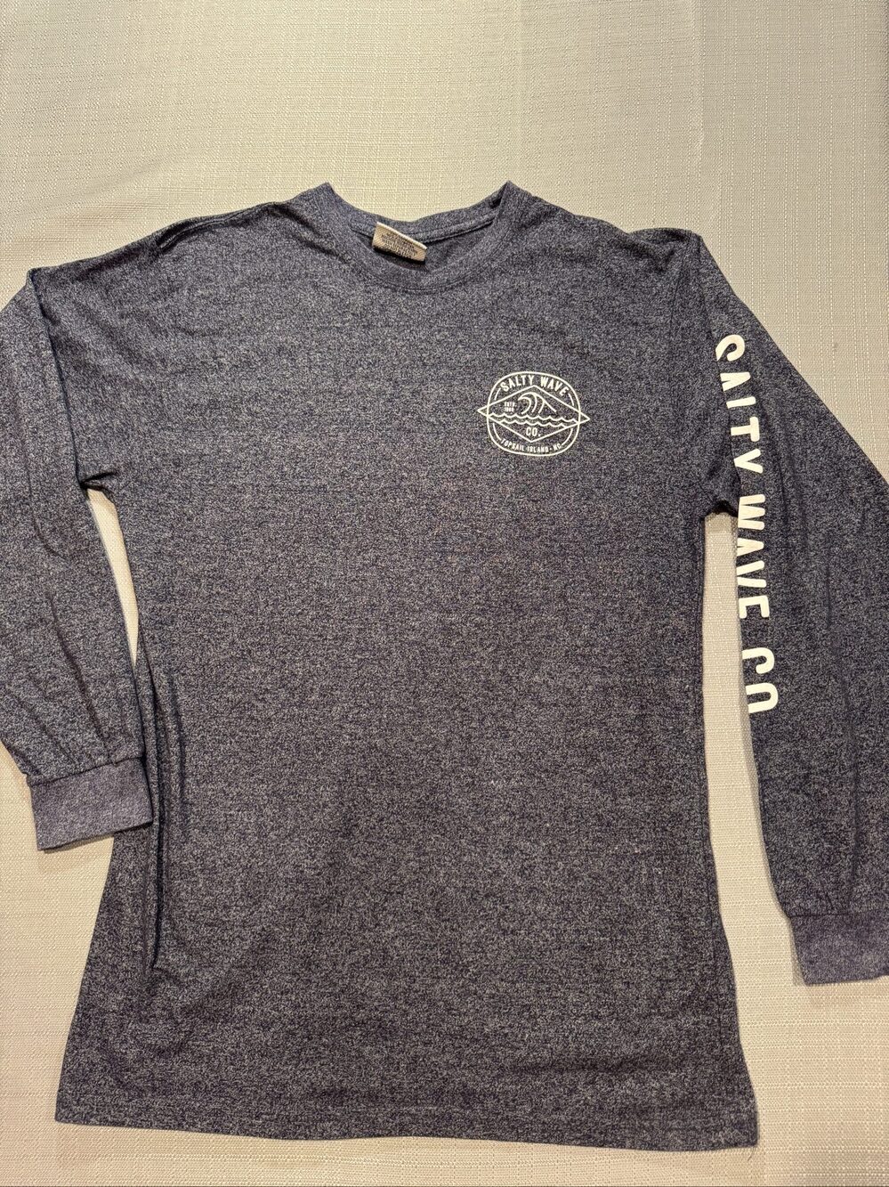 Men’s Salty Wave Co. Topsail Island NC Graphic T-Shirt – Heather Navy Blue – XL